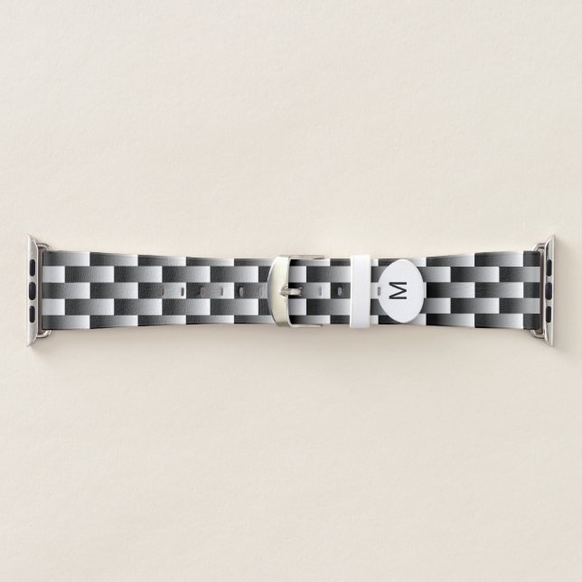 Monogrammed Black & White Simulated 3D Apple Watch Band (Band)