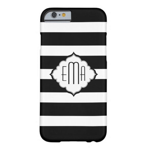 Monogrammed Black  White Stripes Barely There iPhone 6 Case