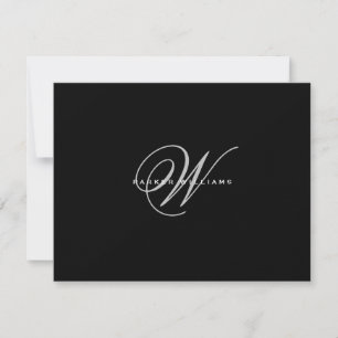 Monogrammed Black & White Thank You Card