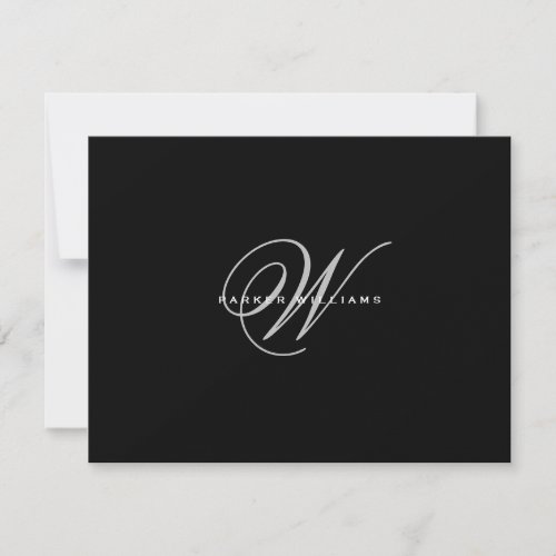 Monogrammed Black  White Thank You Card