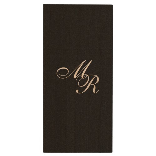 Monogrammed Black Wood USB Flash Drive