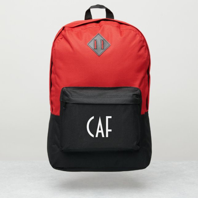 Monogrammed Block Font Black Red Blue Port Authority® Backpack (Front)