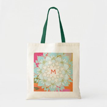 Monogrammed Blooming Lotus Flower Tote Bag by pixiestick at Zazzle
