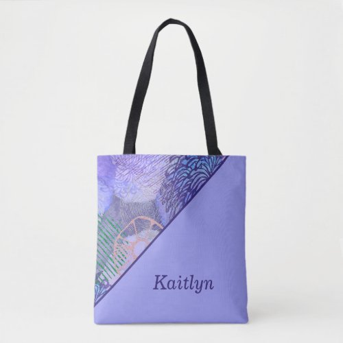 Monogrammed Blue Abstract Watercolor Flower Tote Bag