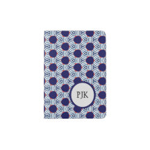 Monogrammed Blue and White Geometric