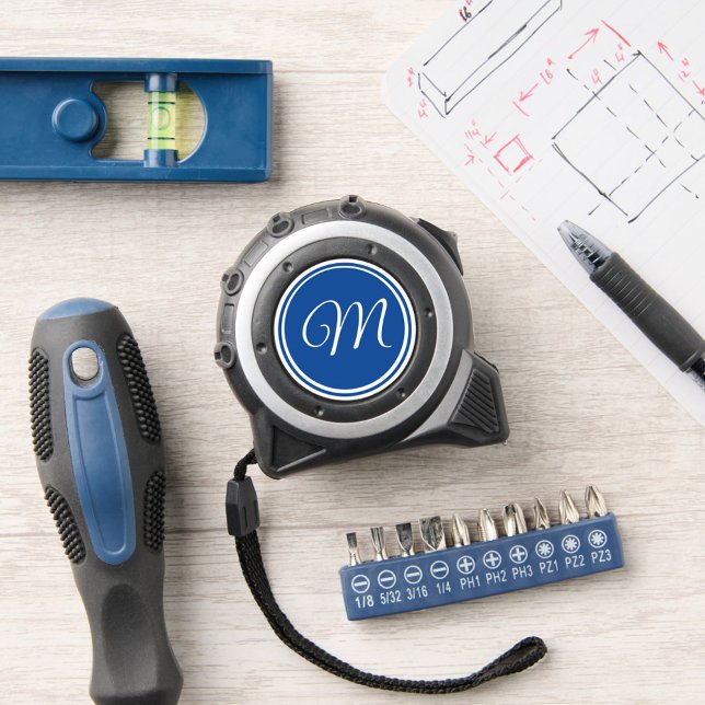 Monogrammed Blue and White Tape Measure (Creator Uploaded)