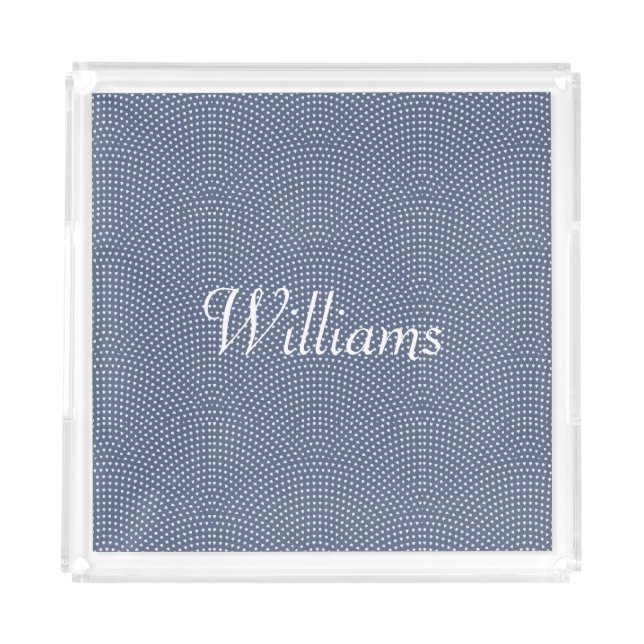 Monogrammed blue arches  acrylic tray (Front)