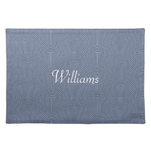 Monogrammed blue arches cloth placemat