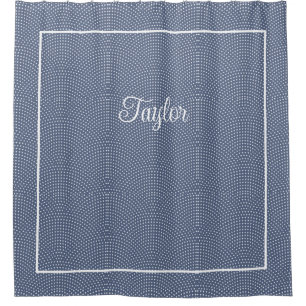Monogrammed blue arches Shower Curtain Outlined