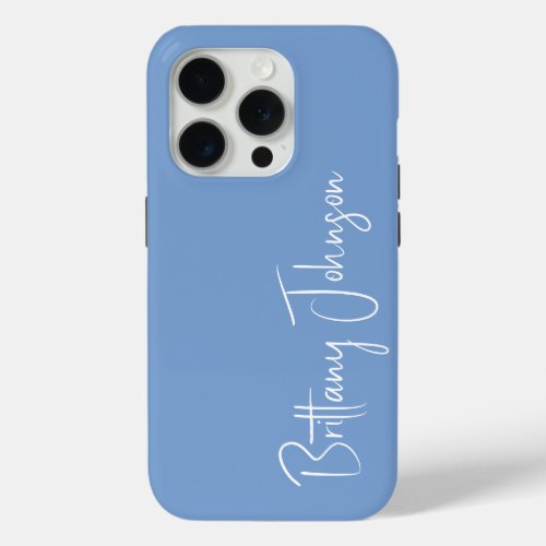 Monogrammed Blue iPhone 15 Pro Case