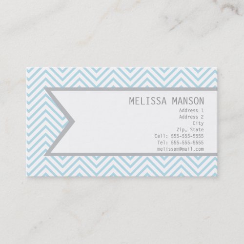 Monogrammed Blue Chevron Calling Card Business Cards