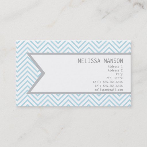 Customizable Monogrammed Blue Chevron Calling Card Business Cards