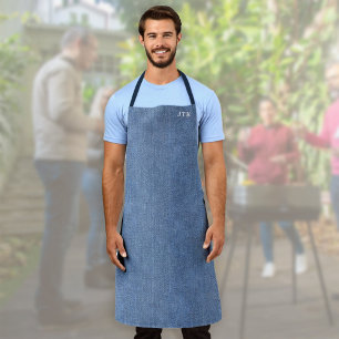 Monogrammed Blue Denim Apron