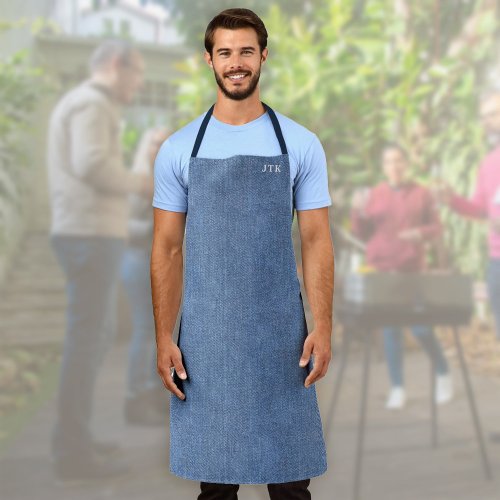 Monogrammed Blue Denim Apron