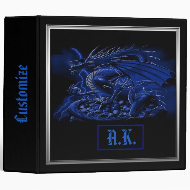 Monogrammed Blue Dragon Binder (Front/Spine)