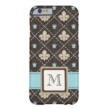 Monogrammed Blue Fleur De Lis Barely There Iphone 6 Case by cutecases at Zazzle