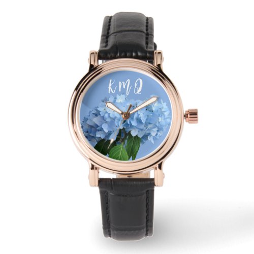 Monogrammed Blue Floral Custom Band Watch