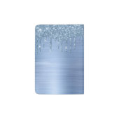Monogrammed Blue Glitter Drip Brushed Metallic Passport Holder (Back)