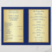 Monogrammed Blue, Gold Floral Wedding Program (Back)