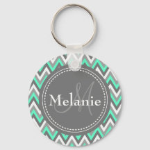 Monogrammed Blue & Gray Chevron Pattern