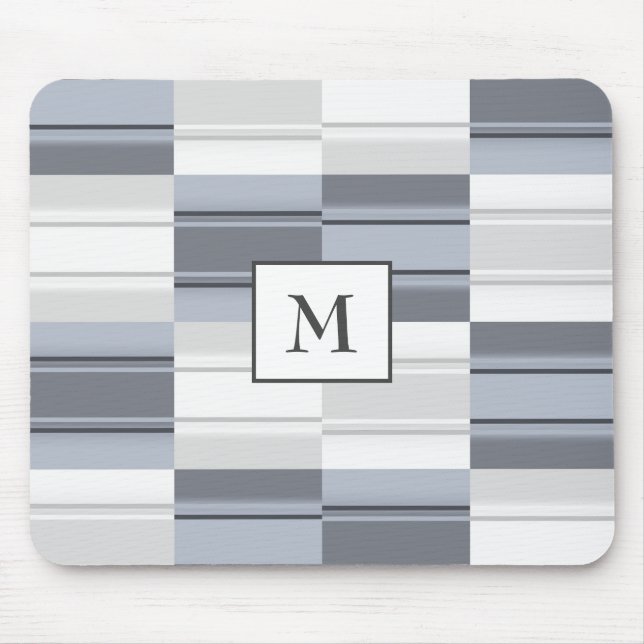 Monogrammed Blue- Gray Rectangle Mouse Pad (Front)