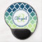 Monogrammed Blue Green Moroccan Lattice Pattern