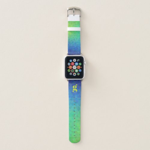 Monogrammed Blue Green Yellow Poly Triangle Ombre Apple Watch Band