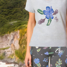 Monogrammed Blue Hibiscus Yoga Fitness Top