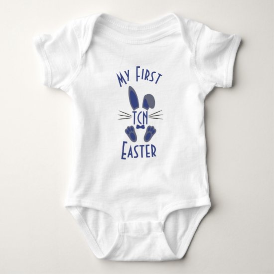 Monogrammed Blue My First Easter Easter Bunny Baby Bodysuit