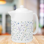 Monogrammed Blue Purple Pretty Wildflower Floral Teapot<br><div class="desc">Introducing our Monogrammed Blue Purple Pretty Wildflower Floral Pattern teapot. Featuring watercolor illustration of wild field flower,  great for nature and wildflower lovers. Add elegant of flower meadow vibes to your drink.</div>