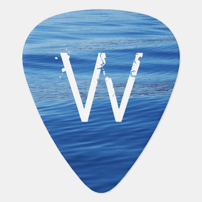 Monogrammed Blue Water Lake Tahoe Photo Guitar Pick (Front)
