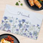 Monogrammed Blue Watercolor Wildflower Tea Kitchen Towel<br><div class="desc">Elevate your kitchen with our Monogrammed Blue Watercolor Wildflower Meadow tea towel,  featuring a delightful meadow of blue cornflowers. Modern,  elegant,  and perfect for any wildflower and blue color lover!</div>