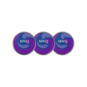 Monogrammed Blue Wave Golf Ball Markers