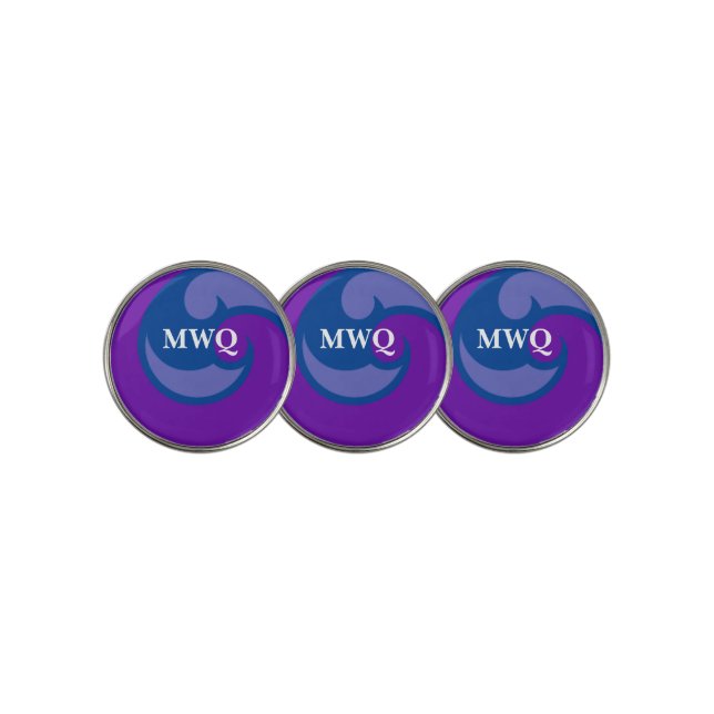 Monogrammed Blue Wave Golf Ball Markers (3 Up)