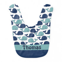Monogrammed Blue Whales - Baby Bib Monogrammed Blue Whales - Baby Bib