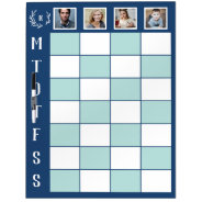 Monogrammed Blue White Four Family Weekly Schedule Dry Erase Board at Zazzle