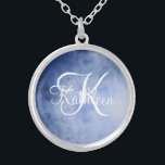 Monogrammed Blue White Watercolor Initial Name Silver Plated Necklace<br><div class="desc">Monogrammed Blue and White Watercolor Silver necklace or locket This would make a great gift for your bridesmaids or a great gift for any women.</div>