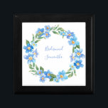 Monogrammed Blue Yellow Floral Wedding Party Gift  Box<br><div class="desc">Monogram this lovely blue and yellow floral wreath jewelry gift box for your bridal party and the mother of the bride as well as the mother of the groom.</div>
