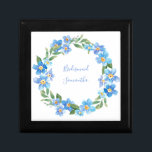 Monogrammed Blue Yellow Floral Wedding Party Gift  Box<br><div class="desc">Monogram this lovely blue and yellow floral wreath jewelry gift box for your bridal party and the mother of the bride as well as the mother of the groom.</div>