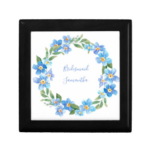 Monogrammed Blue Yellow Floral Wedding Party Gift  Box