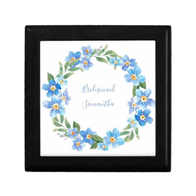 Monogrammed Blue Yellow Floral Wedding Party Gift  Box (Front)