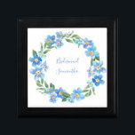 Monogrammed Blue Yellow Floral Wedding Party Gift  Gift Box<br><div class="desc">Monogram this lovely blue and yellow floral wreath jewelry gift box for your bridal party and the mother of the bride as well as the mother of the groom.</div>