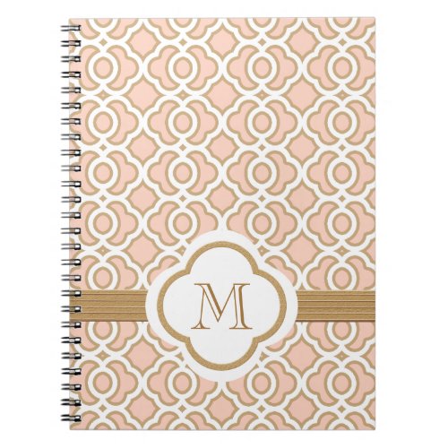 Monogrammed Blush Pink and Gold Moroccan Notebook
