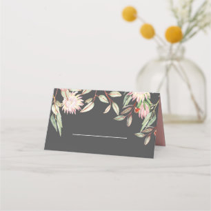 Monogrammed Blush Pink Australian Flowers Wedding Place Card