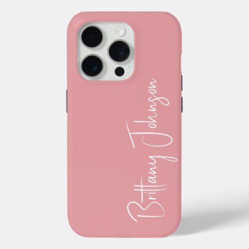 Monogrammed Blush Pink iPhone 15 Pro Case