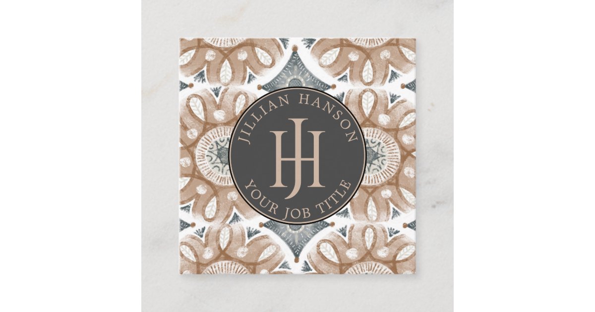 Monogrammed Boho Business Card | Zazzle