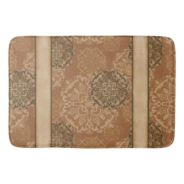 Monogrammed Boho Dark Rust Mandalas Bath Mat (Front)