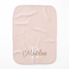 Monogrammed Boho Pink Color F8E3DA Baby Burp Cloth