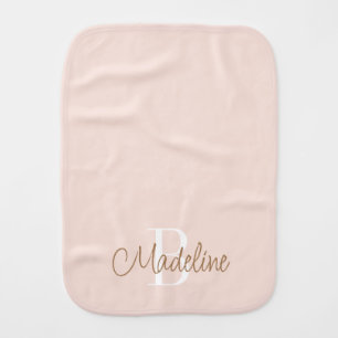 Monogrammed Boho Pink Color F8E3DA Baby Burp Cloth