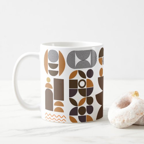 Monogrammed boho style colorful geometric pattern coffee mug